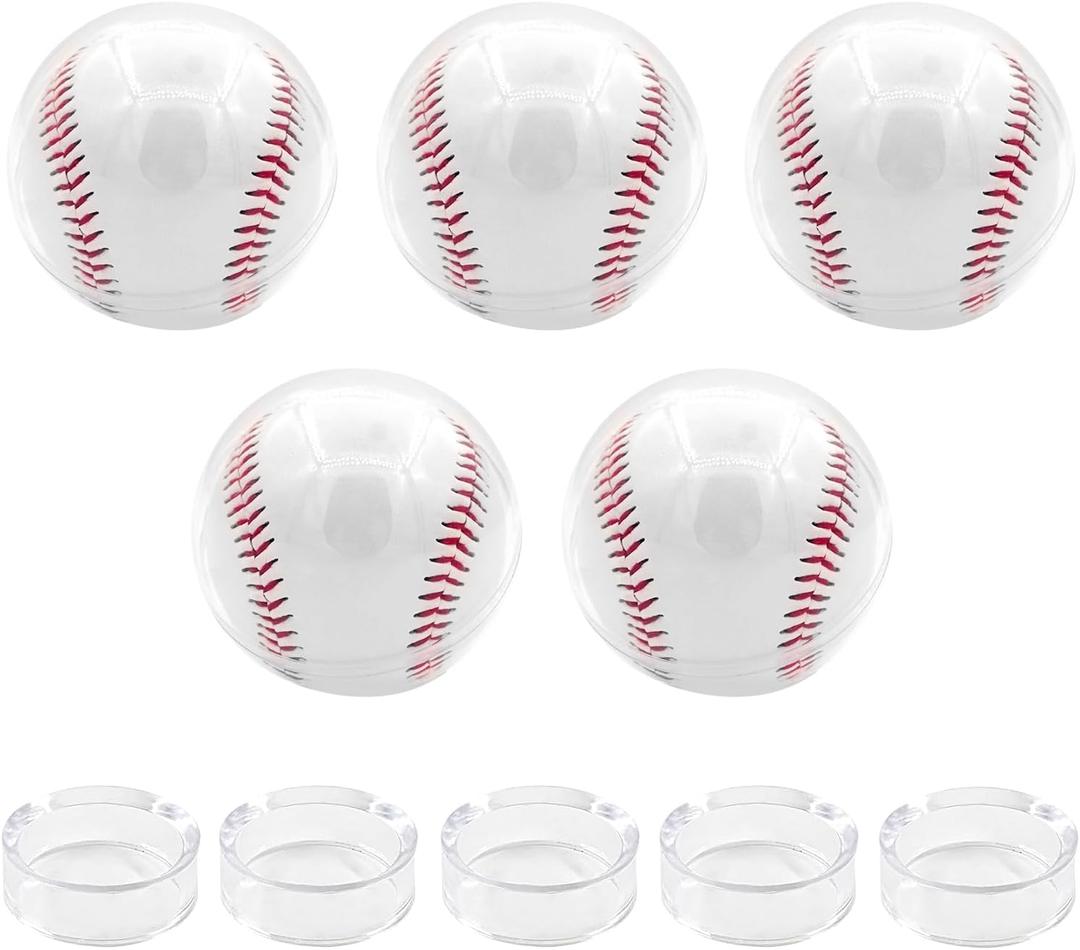Baseball Display Case - 10 Pcs Acrylic Clear Holder, Autograph Memorabilia Storage Box, Small Stand for Official Size Ball