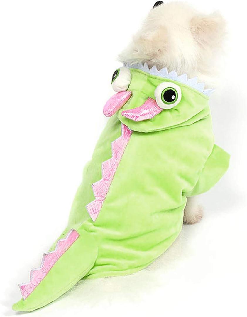 Mogoko Dog Cat Dragon Costumes, Pet Halloween Cosplay Dress, Green Dinosaur Costume for Small Puppy Dogs (11.0" Neck Girth; 14.5" Chest)