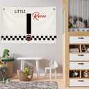 Toddler Boy Room Wall Decor,Name Sign Banner for Personalized Baby Boy Christmas Gifts,Little Racer Canvas Banner for Nursery Toddler Little Boy Bedroom Playroom,Initial I Gift,20x30 in