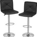 BestOffice Bar Stools Set of 2, PU Leather Swivel Bar Stools Kitchen Counter Height Bar Chairs with Hydraulic Adjustable for Kitchen, Dining Room and Restaurants, 15 inches x 18 inches x 44 inches