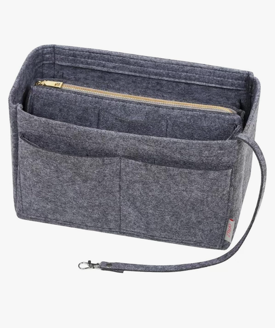 ZTUJO Purse Organizer Insert, Felt Bag Organizer with Metal Zipper, Handbag & Tote Shaper, For Speedy Neverfull Tote, 7 Sizes