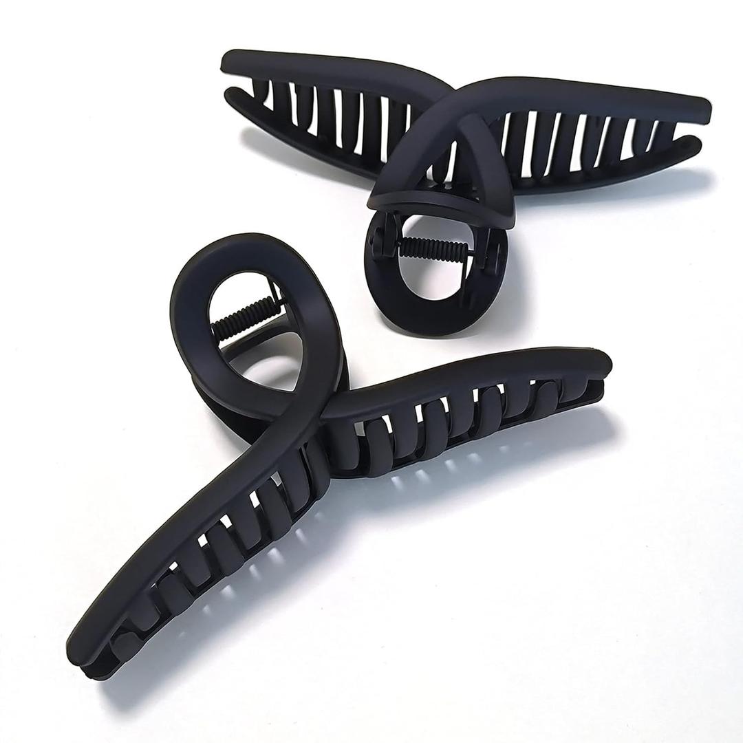 5 Inch Hair Claw Clips Extra Large No Slip Big Matte Jaw Butterfly Clip for Thin Fine Thick Hair Women, 2 Pack Black