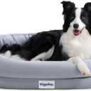 Orthopedic Dog Bed for Large Dogs, Pet Sofa Bed with Egg Crate Foam, 4-Sided Bolster, Removable Washable Cover & Anti-Slip Bottom, Large Gray (L - (35.0"L x 28.0"W x 6"Th))