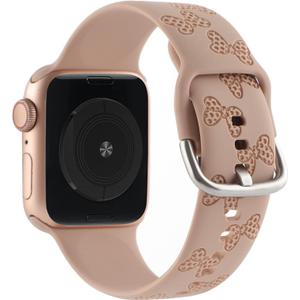 Polka Dot Bowknot Silicone Band Compatible with Apple Watch, Engraved Cute Cartoon Strap Soft Sport Wristband Bracelet for iWatch Series 8 7 6 5 4 3 2 1 SE Ultra (Walnut)