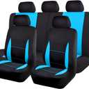 Flying Banner Car Seat Covers Front Seats Rear Bench Polyester car seat Protectors Easy installations Rear Bench Split Classic Man Lady Truck (Black & Mint Blue)