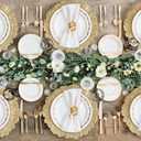 MAONAME Gold Charger Plates Set of 12, Reef Plate Chargers for Dinner Plate, Round Plastic Table Chargers for Thanksgiving, Christmas, 13-inch