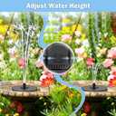 Yzert Solar Fountain with 2000mah Battery, 3-Level Adjustable Water Height, Rotating Rods, Works in Shadow, 7 Nozzles, 2026 3.5W Glass Outdoor Fountain Pump for Bird Bath, Garden, Pond, Flower Pot