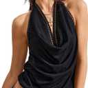 Milumia Women's Y2K Draped Halter Top Backless Cowl Neck Tank Tops Clubwear. Small