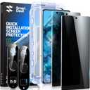 SMARTDEVIL 2 Pack for Google Pixel 8 Pro Privacy Screen Protector with 2 Pack Camera Lens Protector, Finger Print Reader Compatible, Fast & Easy Installation, Clear 9H Tempered Glass Film,