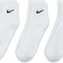Nike Unisex Adult Everyday Cushioned Training Ankle Socks (3-Pack) | Mens and Womens (White)