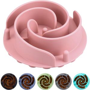 Slow Feeder Dog Bowls Insert, Bestalk Soft Silicone Slow Eating Feeder Insert with Suction Cups for Small, Medium and Large Dogs, Fit into Basic and Elevated Dog Bowls, Pink