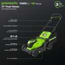 Greenworks 48V (24V x 2) 17" Brushless Cordless Push Lawn Mower, Includes (2) 4.0Ah Batteries and Dual Port Rapid Charger((200+ Compatible Tools, 45Min Runtime)