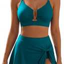 ANRABESS Womens Bikini Sets Two Piece Swim Skirt High Waisted Swimsuits Tummy Control U-Wire Bathing Suit 2026 Beach Swimwear Lake Green Medium