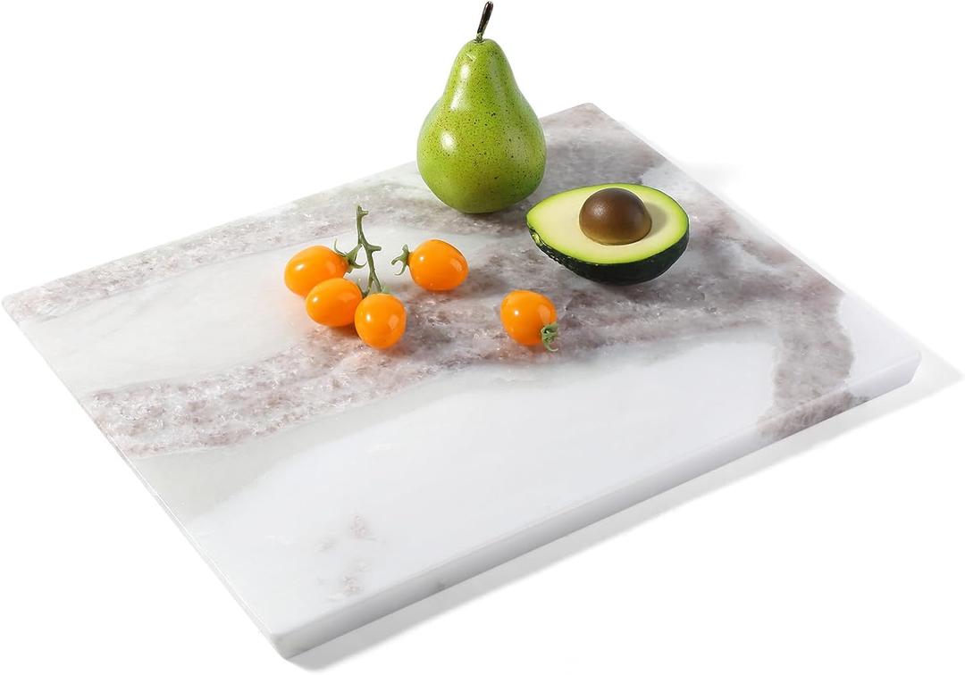 Koville Marble Cutting Board for Kitchen, 16x12 Inches Large Marble Slab Cheese Board, Rectangular Serving Board for Baking Charcuterie Pastry, Natural Stone Board for Countertop (Namib Picasso)