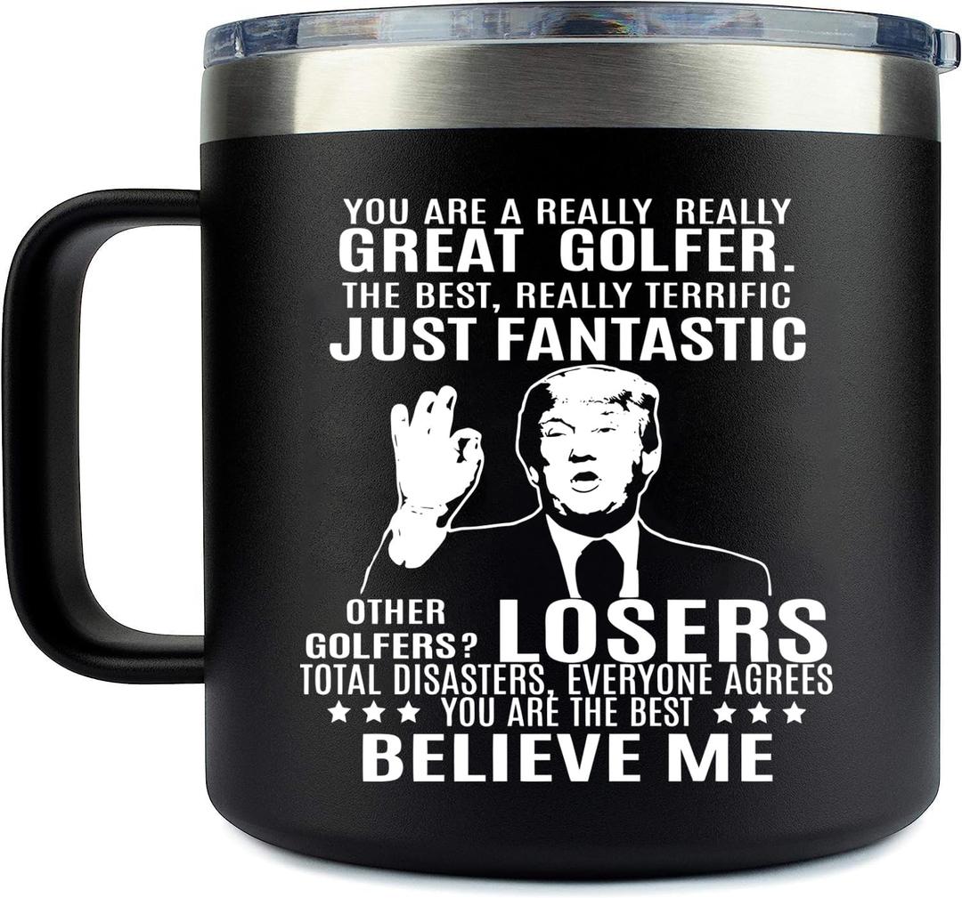 Angie's Box 14 oz Cup - Funny Golfer Mug - Best Golf Gifts for Men Unique - Golf Gifts for Dad from Son Daughter
