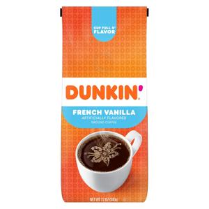 Dunkin' Donuts French Vanilla Coffee, 12 Oz Bag (EXP 03/23/27)