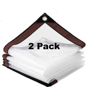 2 Pack Clear Tarp Medium Duty Waterproof Outdoor Tarp Coverwith Grommets for Plant, Greenhouse, Garden, Chicken Coop, Patio, Furniture 8x10ft