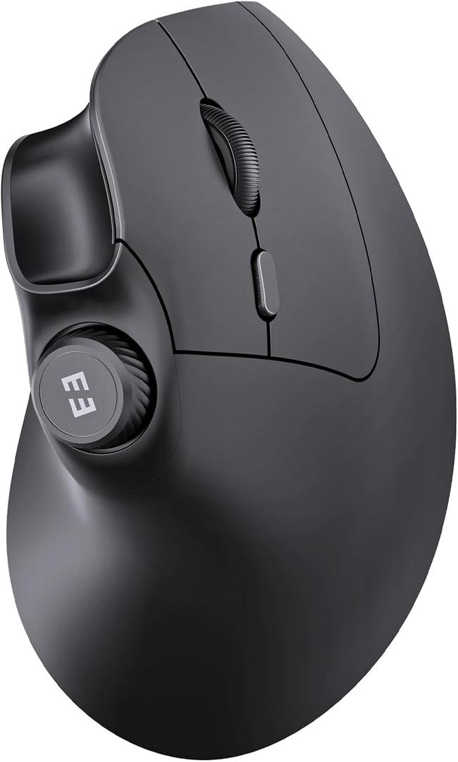 seenda Ergonomic Mouse Rechargeable, USB+Dual Bluetooth, MOU-302 Vertical Wireless Mouse with Volume Knob, Quiet Clicks, Multi-Device Cordless Mice Compatible for Windows, PC, Laptop, Mac OS, Black