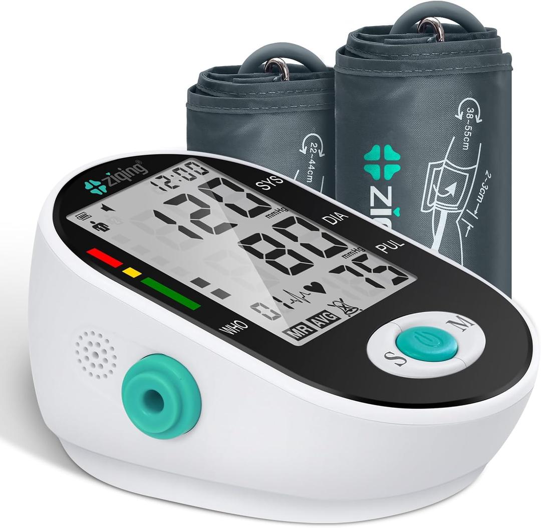 Blood Pressure Monitor, Bp Monitor with 2 Cuffs, The Universal and Extra Large Cuff(22-44cm&38-55cm) - 2 x 99 Sets of Memory for Home Use