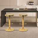 Modern Gold Bar Stools Adjustable Swivel Backless Counter Height Stools for Kitchen Island or Home Bar (2)