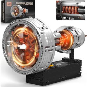 Motorized Turbofan Engine Building Blocks, Realistic Aircraft Engine Building Set, Jet Engine Replica with Motor, Simulating Real Operation, STEM Educational Toy & Aviation Gift, 808Pcs