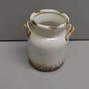 Quoowiit Ceramic Rustic Farmhouse Vase, Distressed Decorative Flower Vase for Home Decor, Ideal Shelf Decor, White Boho Vase for Living Room Bedroom Kitchen Office Decor Centerpiece Table Decorations (6 Inch)