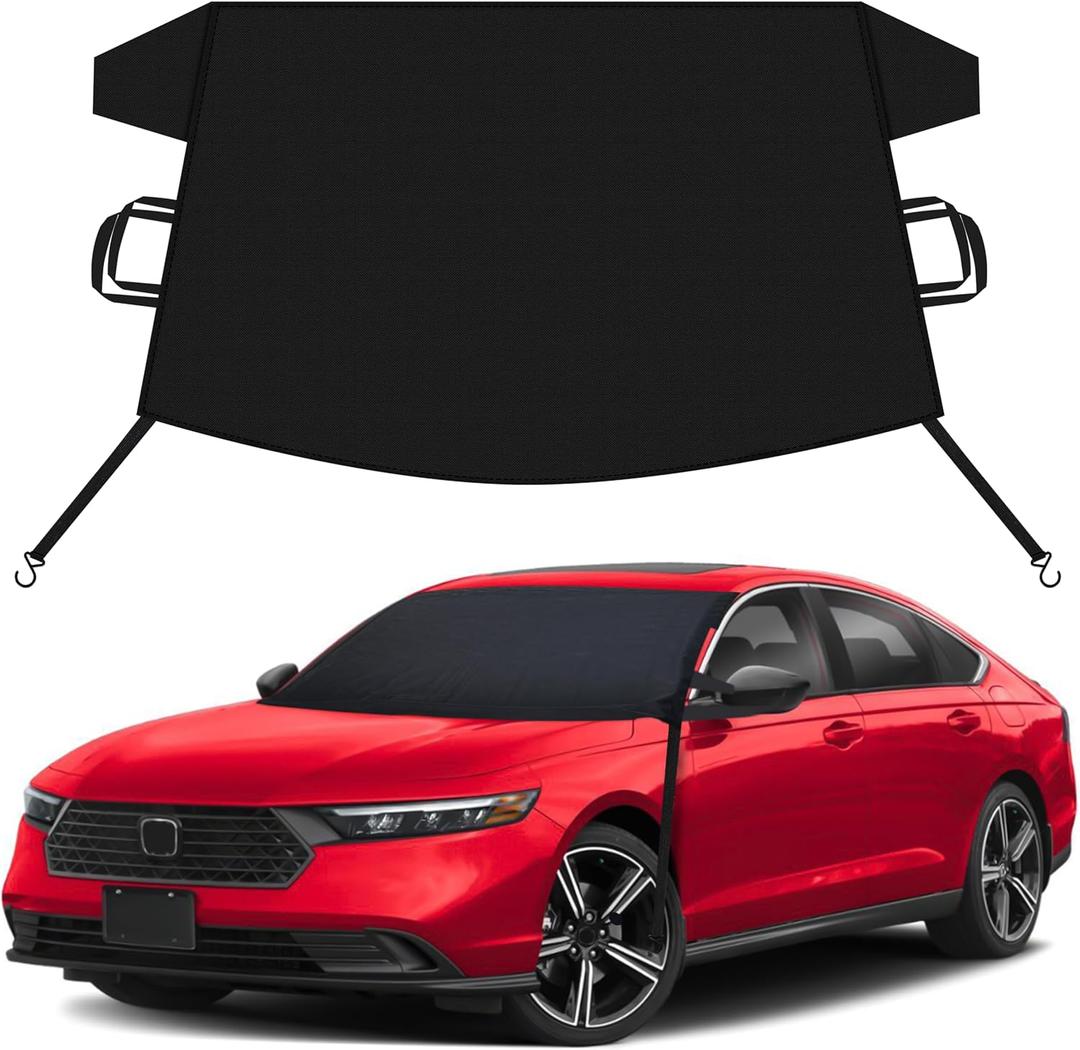 EcoNour Car Snow Cover Compatible for Honda Accord | Windshield Cover for Ice and Snow with S-Hook Straps | Heavy-Duty 600D Oxford Winter Car Cover, Waterproof & Anti-Slip