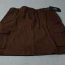 Women's Mini Cargo Skirt Y2K Button Low Waist Short Skirts Bodycon Denim Jean Skirt with Flap Pockets(A-coffee Brown,Medium) Coffee Brown, Medium