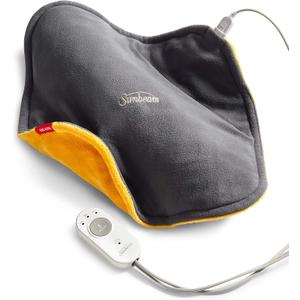 Sunbeam ConformHeat Heating Pad, 14" x 14", Lightly Weighted, Flexible Design, XpressHeat Technology, Machine-Washable, Pain Relief for Back, Shoulder, Neck, Grey