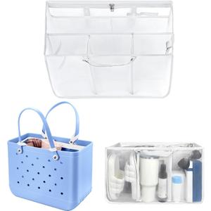 XYFuuee Beach Bag Organizer Inserts for Medium Bogg Bag Accessories, Original M Lightweight Mesh Insert Divider Pouch, Organizing Rubber Tote Bags, Save Storage Space (White)