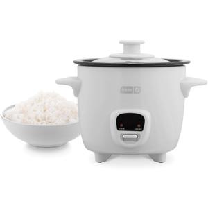 Dash Mini Rice Cooker Steamer with Removable Nonstick Pot, Keep Warm Function & Recipe Guide, 2 cups, for Soups, Stews, Grains & Oatmeal - White