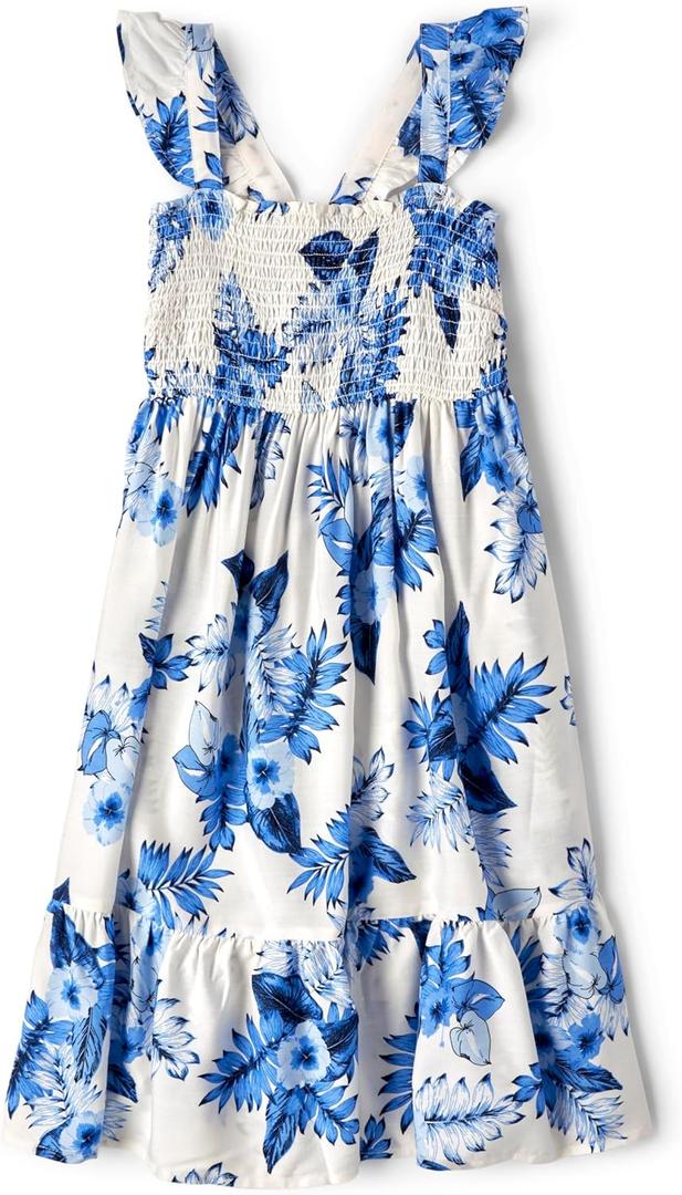 The Children's Place Unisex Child Matching Family Tropical Off Shoulder Short Sleeve Dress, Small