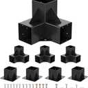 Pergola Kit 4x4(Actual: 3.64"x3.64")-8 Pack Pergola Brackets 4x4-3 Way Right Angle Corner Bracket with Post Base-DIY Woodworks Gazebo Brackets Hardware Kit for Wood Beams Sunroom Carport Cabin
