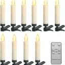 Flameless LED Taper Clips on Candles Battery Operated Christmas Tree Candle Lights Electric Fake Candles with Remote Timer Perfect for Holiday Home Garden Wedding Parties Decor 10pcs