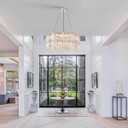 24 Crystal LED Chandelier with Remote Control Dimmable 3000-6500K Contemporary Luxury Chandeliers Modern Chrome Light Fixture for Dining Living Room Kitchen Island Foyer Entryway