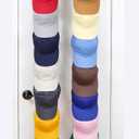 Perfect Curve CapRack | Over-The-Door Hat Organizer for Baseball Caps | 2 Straps, Holds 18-36 Adjustable Caps | Black