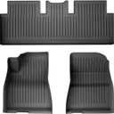 Custom Fit Floor Mats for 3 2020 2021 2022 2023 Model, TPE All Weather Car Floor Liner, 1st and 2nd Row Front & Rear Full Set - Black, 3Pc
