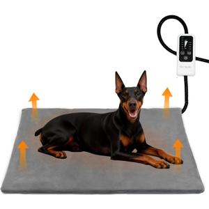 BECEMURU Pet Heating Pad for Dogs & Cats, Waterproof Adjustable Temperature Heated Dog Bed 36x24 in, with Chew-Resistant Cord and Timer for Senior Pets, Soothing Pain Relief for Arthritis