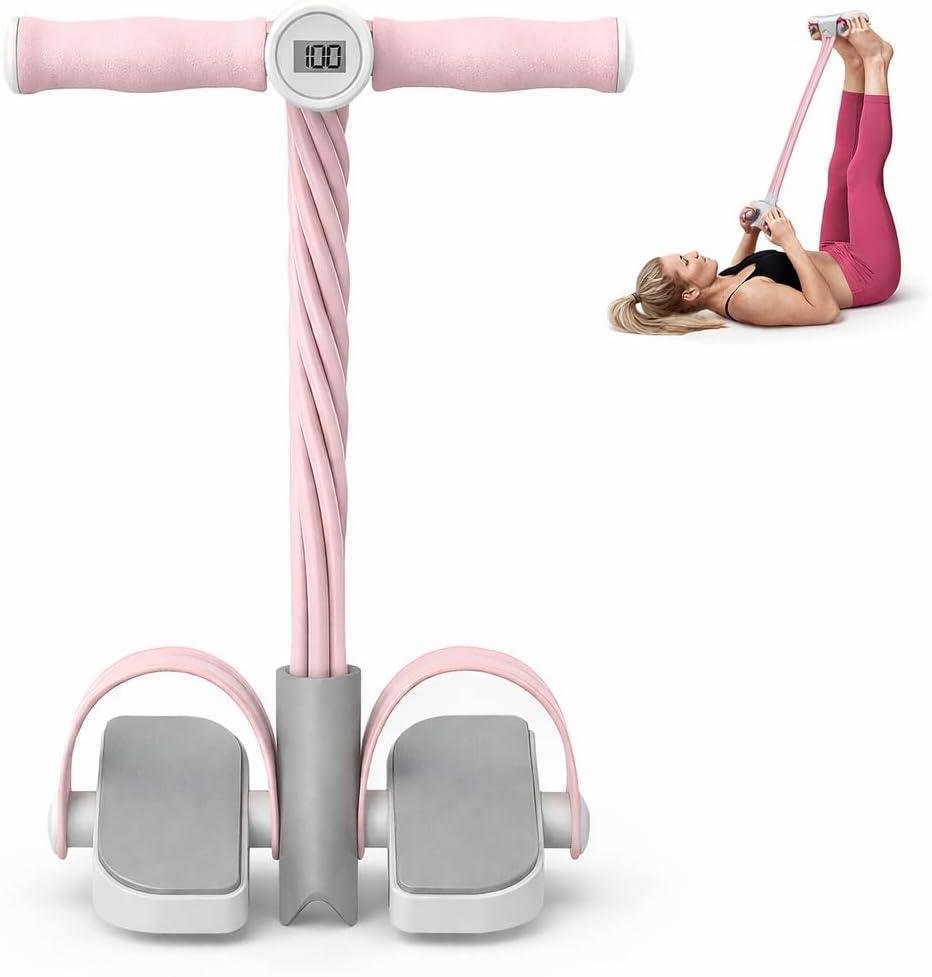 Smart Foot Pedal Puller with Digital Counter, 6 Resistance Bands for Full Body Workout, Yoga, and Home Fitness