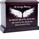 Wooden Urns for Ashes - Decorative Urns for Men Women - Adult Ashes Funeral Urns, Wing Pattern - Polished Finish - 270 Cubic Inches Capacity