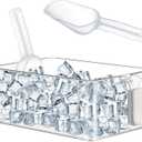 Havawish Ice Bin and Flexible Scoop Set Plastic Freezer Ice Bin with Pull out Handle Storage Bucket Clear for Container with Bucket Scoop (Gray, Clear,10.83 x 7 x 4.33 in,Standard No Lid)