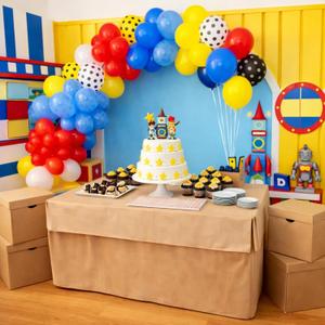 Preboun Cartoon Toy Party Supplies Cartoon Box Fitted Tablecloths Polyester Box Table Cover 72 x 30 in for 4 Foot Rectangle Tables Decorations for Birthday Gender Reveal Party Decorations Supplies