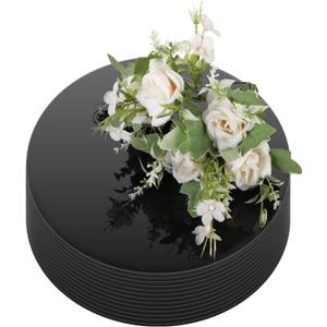 Thyle 12 Pcs 10 Inch Acrylic Round Mirrors for Tables Centerpieces Circle Mirrors Candle Plates for Wall Wedding Table Centerpieces for Baby Shower Party, Thickness 1 mm (Black)