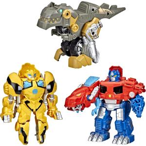 Transformers Playskool Primal Team-Up 3-Pack with Optimus Prime,Bumblebee, and Grimlock Converting Dinosaur Figures, 4.5-Inch Toys, Ages 3 and Up 