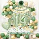14th Birthday Decorations for Girls, Sage Green 14th Party Packs with Happy Birthday Banner, Paper Pom Poms, Green and Gold Balloon Arch Kit for 14 Years Old Party Decorations