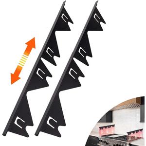 Stove Gap Covers Stainless Steel,2 Pack Stove Gap Filler,Stove Guard for Gas Stoves Oven Counter Side Gap, Retractable Length 13.8" to 27.5", Width 0.79",Heat Resistant and Easy to Clean (Black)