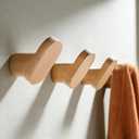 DELITON Wall Hooks for Coats & Bath Towels, 4 Pack Knot-Free Beech Wood, Screw-in Mounted, 5kg Capacity