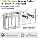 [Space Saving] Sponge Holder for Kitchen Sink, Great for Scrub Daddy / Scrub Mommy Sponges, Rust-proof Sink Sponge Caddy Organizer for Dish Brush, Scrubber - 2 Mounting Options (Suction Cups & Hooks)