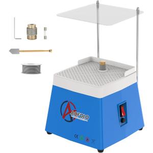 Stained Diamond Glass Grinder Machine DIY Tool With 5/8" & 1" Bits, 63/37 Solder, Cutter, Acrylic Baffle for Processing Arts and Decoration, 110V 65W, 4200RPM, Blue (Blue)