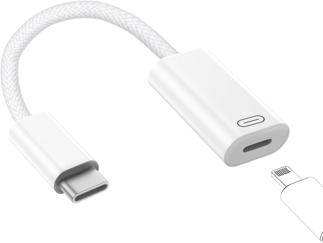TechMatte Female Lightning to Male USB C Adapter Cable Audio Headphone Data Sync PD Charging for iPhone 17 Pro Max Air 16 15, Android, Earphone iPad MacBook, Not for OTG and Speakers (1 PCS)